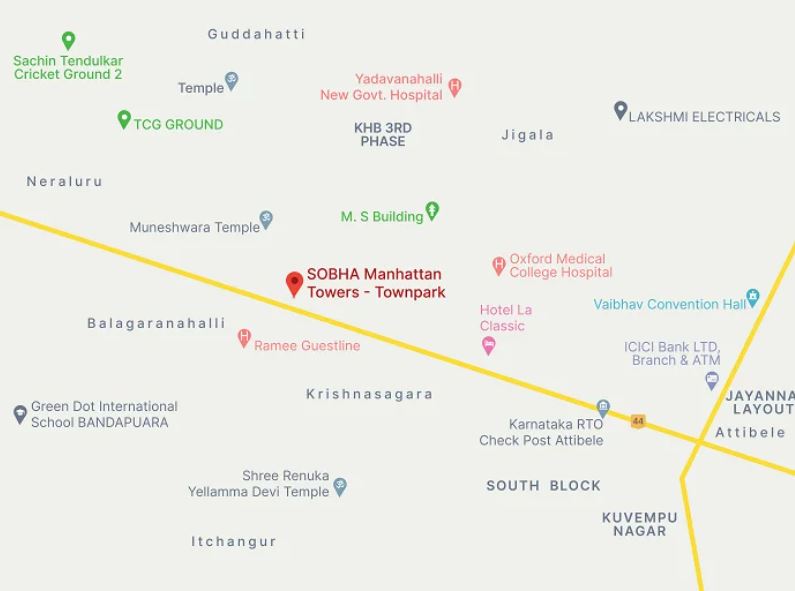 Sobha Manhattan Location Map